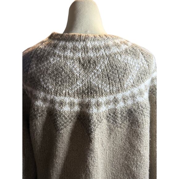 J.Jill Fair Isle Sweater, Neutral Beige Wool Blend Knit Pullover, Women's Medium - Picture 5 of 6
